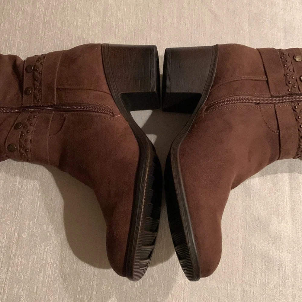 White Mountain Women’s Paulina Tall Knee High Brown Waxy Suedette Boots Size 9 - Picture 11 of 16